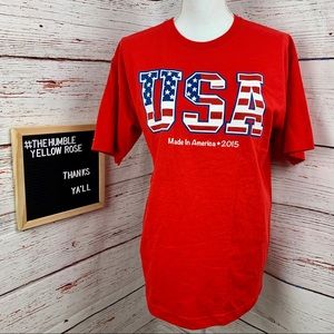 USA Flag Graphic Red T-Shirt | Made in America 2015 | Size M